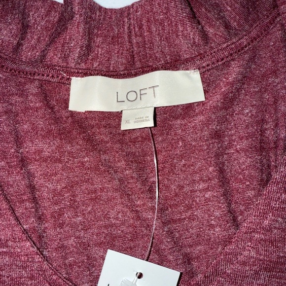 NWT LOFT Ann Taylor V Neck Tie Flowy Shirt Maroon Magenta Career XL - Picture 6 of 10